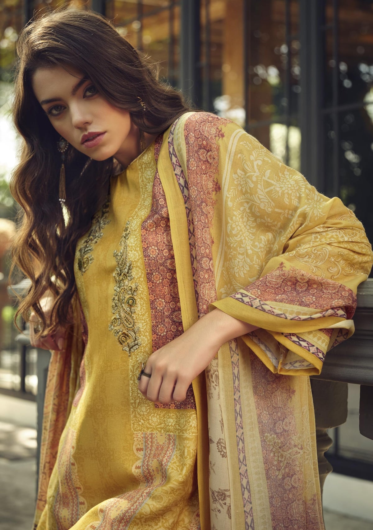 DRAVINAM Trends Women's Viscous Pashmina Digital Printed Fancy Embroidered Salwar Suit Dress Material with Pure Woolen Showl Digital Printed Dupatta