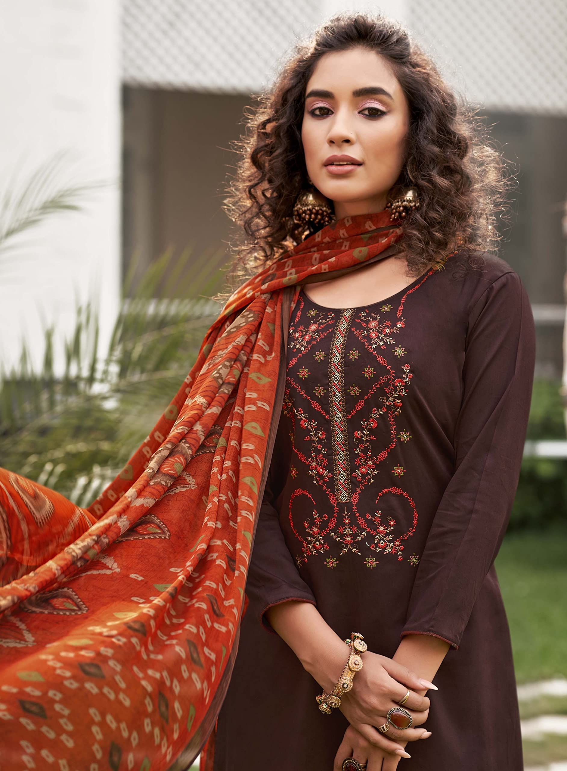 DRAVINAM Trends Women's Cotton Kurti with Palazzos & Dupatta (Suit fabric)