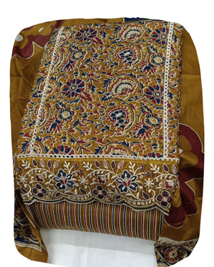 DRAVINAM Trends Women's Printed Embroidered and Hand Work Premium Cotton Jaipuri Unstitched Salwar Suit Dress Material with Mulmul Cotton Dupatta