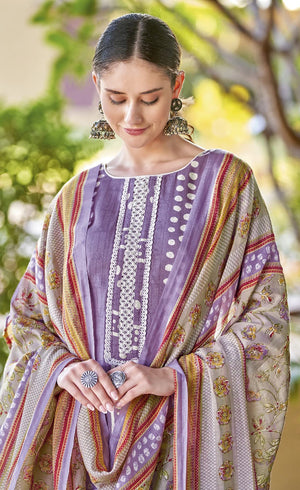 DRAVINAM Trends Unstitched Rayon Kurta Pant Dress Material Set with Cotton Printed Dupatta for Women