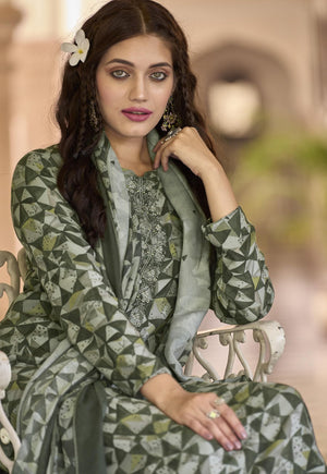 DRAVINAM Trends Women's Unstitched digital Print Woollen Viscose Pashmina embroidered Salwar Suit Dress Material with Wool Pashmina Digital Printed Shawl Dupatta