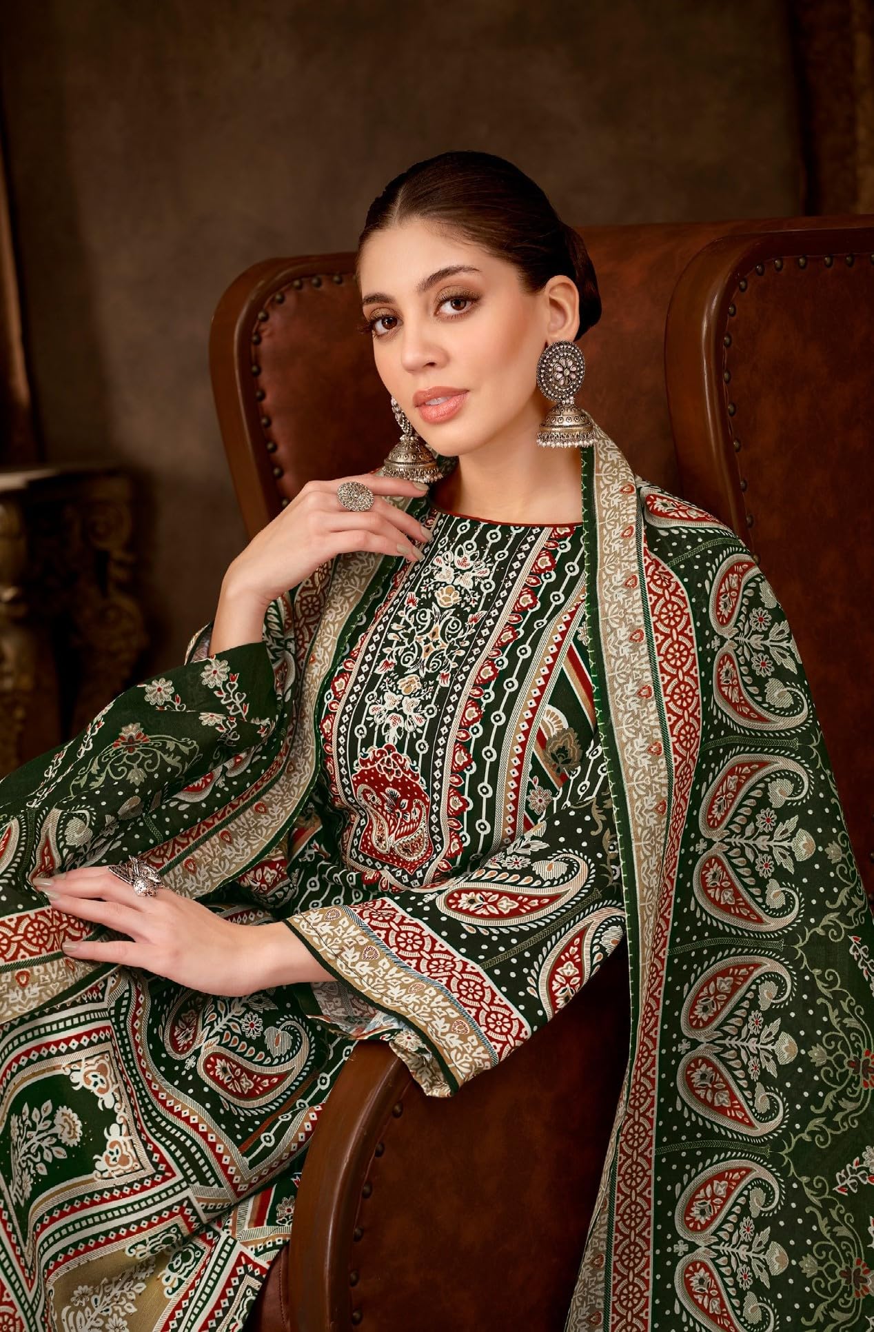 DRAVINAM Trends Women's Unstitched Salwar Suit Dress Material - Cotton Digital Printed Organza Embroidered Kameez II Unstitch Bottoms II Cotton Dupatta