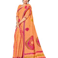 DRAVINAM Trends Women's Woven Catonic Pure Linen Slub Bordered Saree with Blouse Piece (Orange)