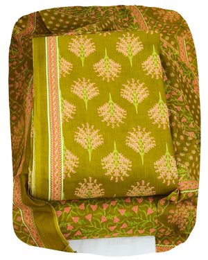 DRAVINAM Trends Jaipuri Print Cambric Cotton Unstitched Salwar Suit Dress Material for Women with Mulmul Cotton Dupatta