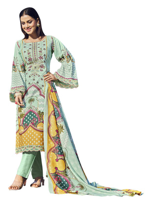 DRAVINAM Trends Unstitched Pakistani Print Embroidered Cotton Salwar Suit Dress Materials with Dupatta