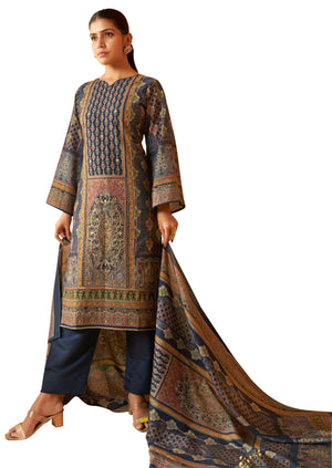 DRAVINAM Trends Women's Unstitched Maslin Suit Material - Embroidered Digital Printed Foil Masline Top II Masline Bottoms II Maslin Digital Dupatta