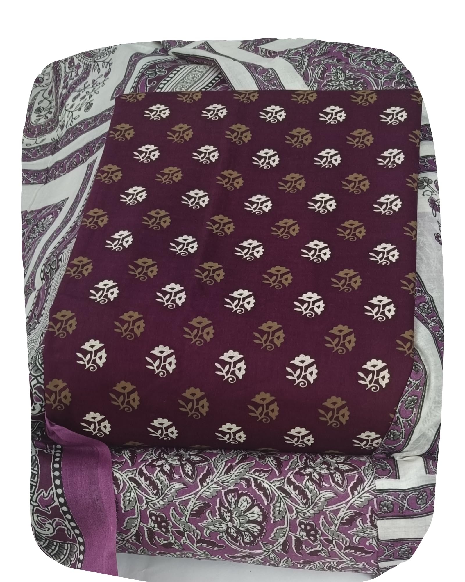 DRAVINAM Trends Women's Ethnic Pure Cotton Jaipuri Printed Unstitched Salwar Suit Dress Material with Dupatta