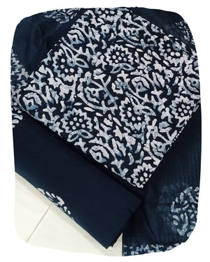 DRAVINAM Trends Unstitched Jaipuri Handmade Wax Batik Print Soft Cotton Dress Material with Dupatta