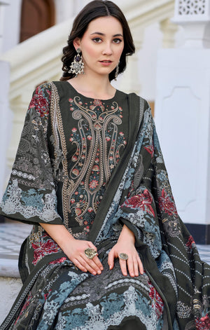DRAVINAM Trends Women's Unstitched Salwar Suit Dress Material - Cotton Digital Printed Organza Embroidered Kameez II Unstitch Bottoms II Cotton Dupatta