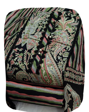 DRAVINAM Trends Women's Pure Cotton Geometric Handblock Printed Unstitched Salwar Suit Dress Material with Mirror Work Neck & Mulmul Dupatta (Black)