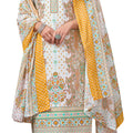 DRAVINAM Trends Women's Pure Cotton Unstitched Printed Siroski Work Suit Dress Material with Unstitched Bottoms and Cotton Dupatta