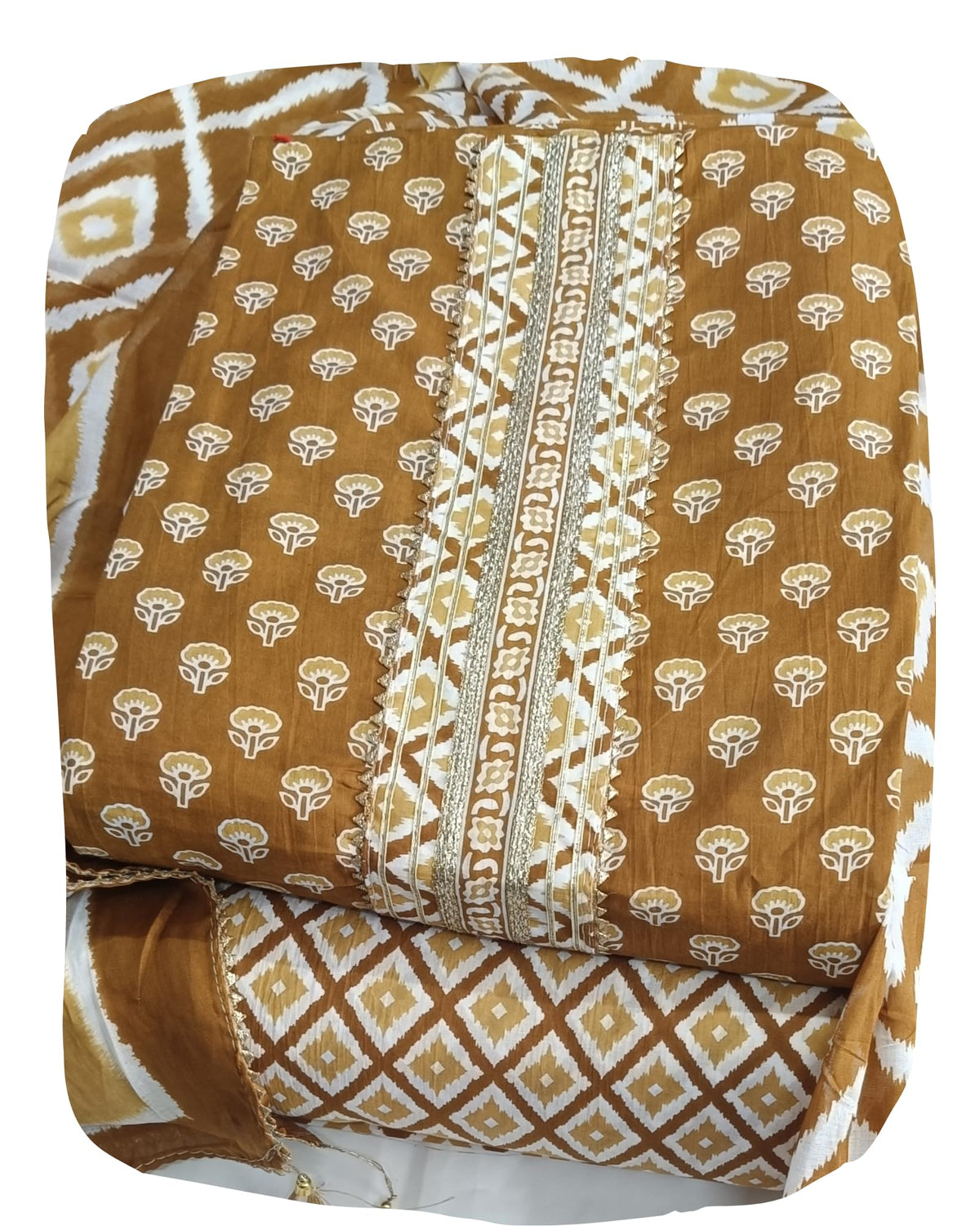 DRAVINAM Trends Women's Jaipuri Printed Embroidered and Hand Work Premium Cambric Cotton Unstitched Salwar Suit Dress Material with Mulmul Cotton Dupatta