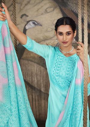 Unstitched Print Cotton Salwar Suit Dress Materials with Dupatta