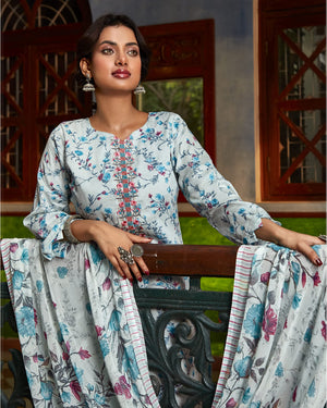 DRAVINAM Trends Women's Cotton Embroidered Unstitiched Salwar Suit Material