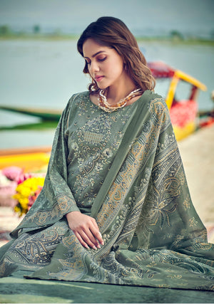 DRAVINAM Trends Women's Unstitched Premium Cotton Suit Material - Soft Digital Printed Embroidered Kameez II Matching Bottoms II Malmal Printed Dupatta