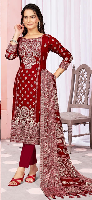 DRAVINAM Trends Women's Unstitched Winter Wear Digital Printed Heavy Woolen Pashmina Salwar Suit Dress Material with Printed Shawl Dupatta