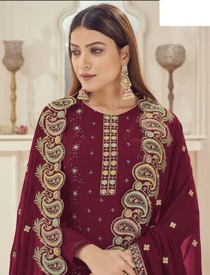 DRAVINAM Trends Women’s Faux Georgette Sequence Embroidered Unstitched Salwar Suit Dress Material with Heavy Pitta work and heavy cutwork embroidered Dupatta (Green)
