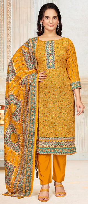 DRAVINAM Trends Women's Unstitched Winter Wear Kaani Digital Printed Heavy Woolen Pashmina Salwar Suit Dress Material with Printed Shawl Dupatta