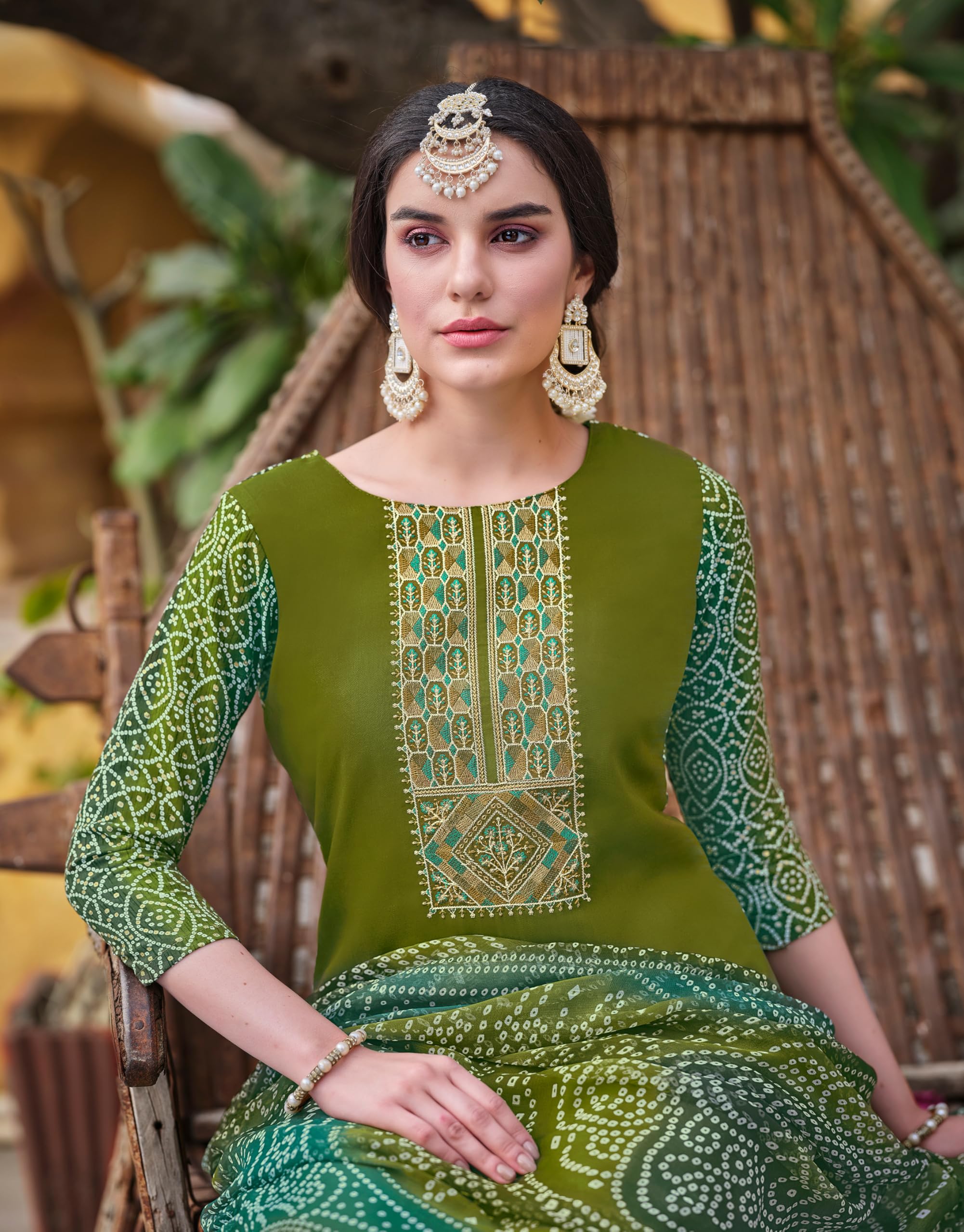 DRAVINAM Trends Women's Unstitched Salwar Suit Dress Material - Cotton Digital Printed Organza Embroidered Kameez II Unstitch Bottoms II Cotton Dupatta