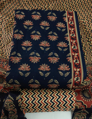DRAVINAM Trends Jaipuri Print Cambric Cotton Unstitched Salwar Suit Dress Material for Women with Mulmul Cotton Dupatta