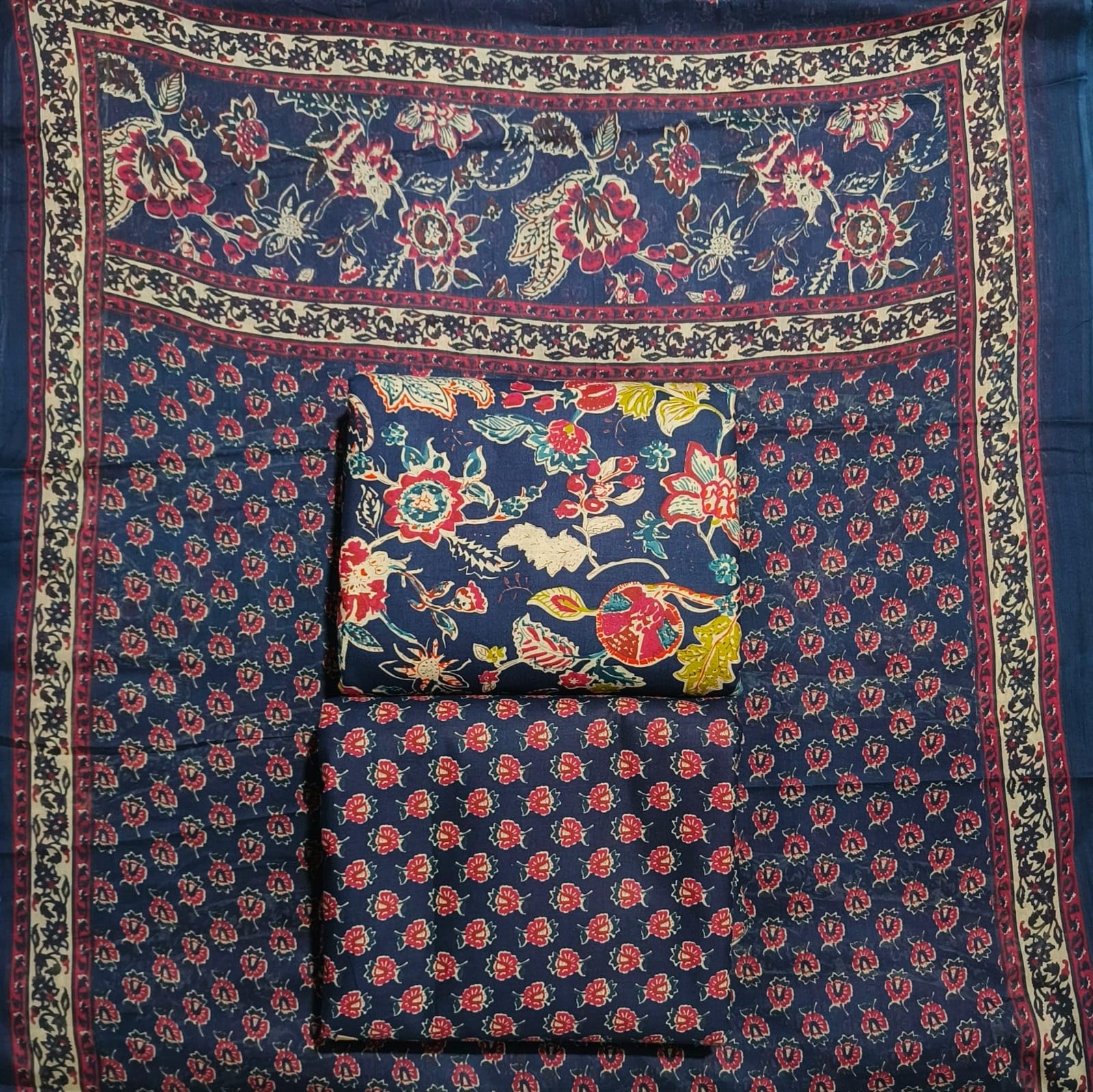 DRAVINAM Trends Jaipuri Print Cambric Cotton Unstitched Salwar Suit Dress Material for Women with Mulmul Cotton Dupatta