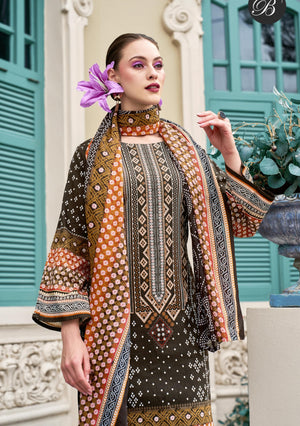 DRAVINAM Trends Unstitched Suit Material – Pure Cotton Digital Prints Daman Organza Embroidery Kameez, Cotton Bottoms and Dupatta