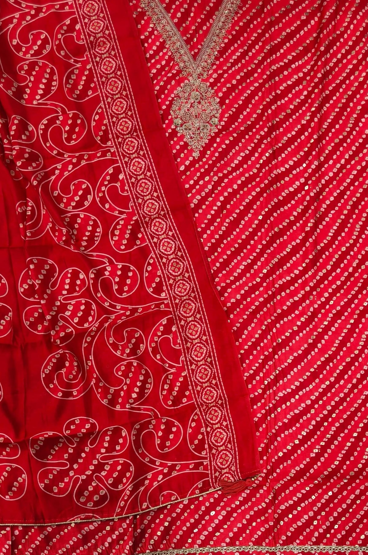 DRAVINAM Trends Womens Modal Silk Unstitched Suit Material with Embroidered Printed Kurta Pant and Dupatta