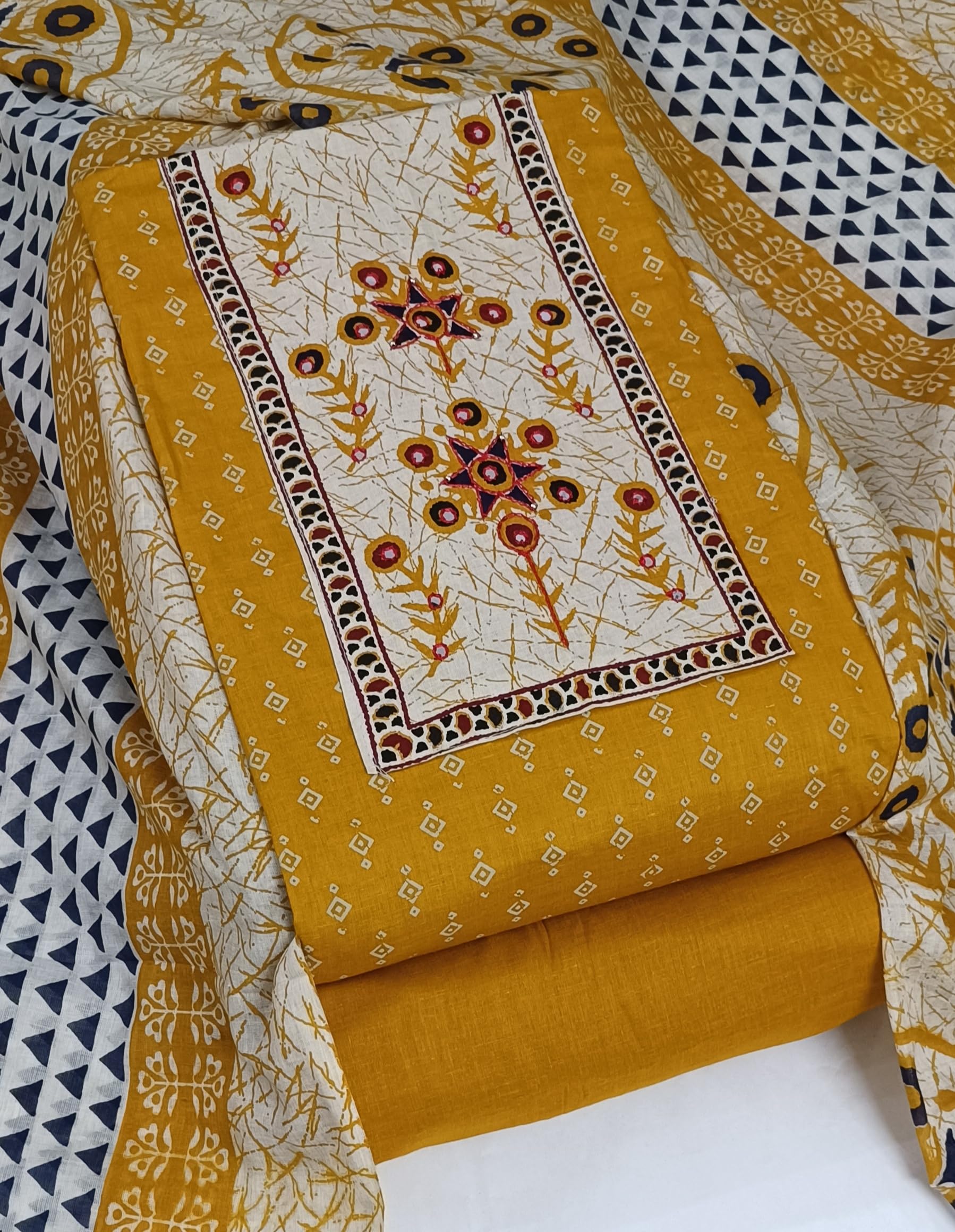 DRAVINAM Trends Women's Cambric Cotton Dress Material | Unstitch Printed Suit Set with Cotton Dupatta