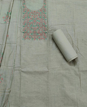 DRAVINAM Trends Embroidered Premium Cotton Unstitched Suit Dress Material for Women with Soft Silk Embroidered Dupatta