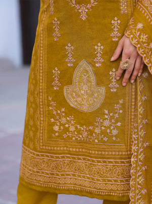 DRAVINAM Trends Women's Unstitched Premium Pure Cotton Heavy Embroidered Suit Dress Material