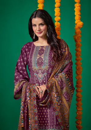 DRAVINAM Trends Women's Unstitched Salwar Suit Dress Material - Cotton Digital Printed Organza Embroidered Kameez II Unstitch Bottoms II Cotton Dupatta