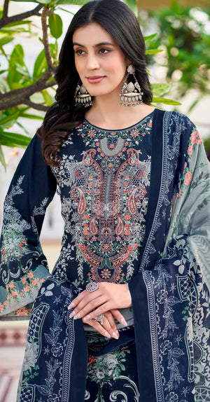 DRAVINAM Trends Kurti 2.50 mtrs, PURE COTTON DYED (2.7 m),PURE LAWN MULMUL DIGITAL PRINT VOIL DUP (2.25|Black