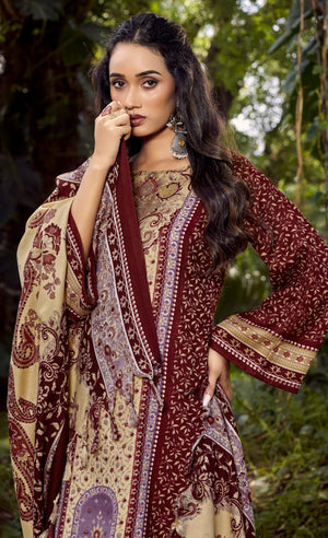DRAVINAM Trends Women's Unstitched Winter Wear Woollen Pashmina Salwar Suit Dress Material with Pashmina Printed Shawl Dupatta