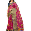 DRAVINAM Trends Women's Jacquard Organza Saree With Blouse Piece (Or_10_Pink & Grey)