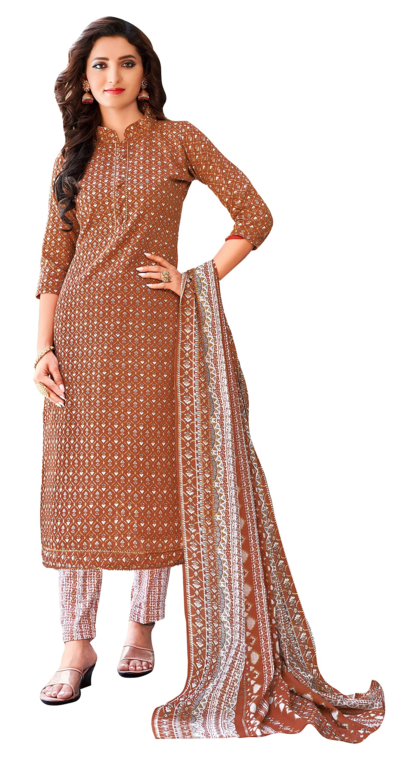 DRAVINAM Trends Women's Pure Cotton Batik Printed Unstitiched Salwar Suit Dress Material with Cotton Printed Dupatta (Pink)