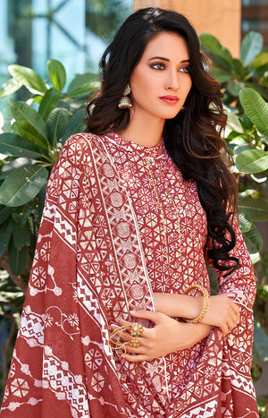 DRAVINAM Trends Women's Pure Cotton Batik Printed Unstitiched Salwar Suit Dress Material with Cotton Printed Dupatta (Pink)