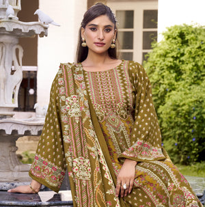 DRAVINAM Trends Women's Unstitched Winter Wear Woollen Pashmina Salwar Suit Dress Material with Pashmina Printed Shawl Dupatta