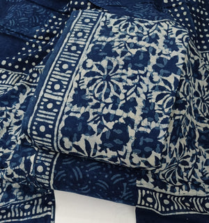 DRAVINAM Trends Hand Block Print Jaipuri Cambric Unstitched Cotton Suit Dress Material for Women with Mulmul Cotton Hand Printed Dupatta