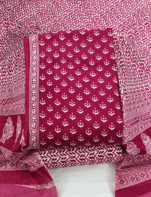 DRAVINAM Trends Jaipuri Print Cambric Cotton Unstitched Salwar Suit Dress Material for Women with Mulmul Cotton Dupatta