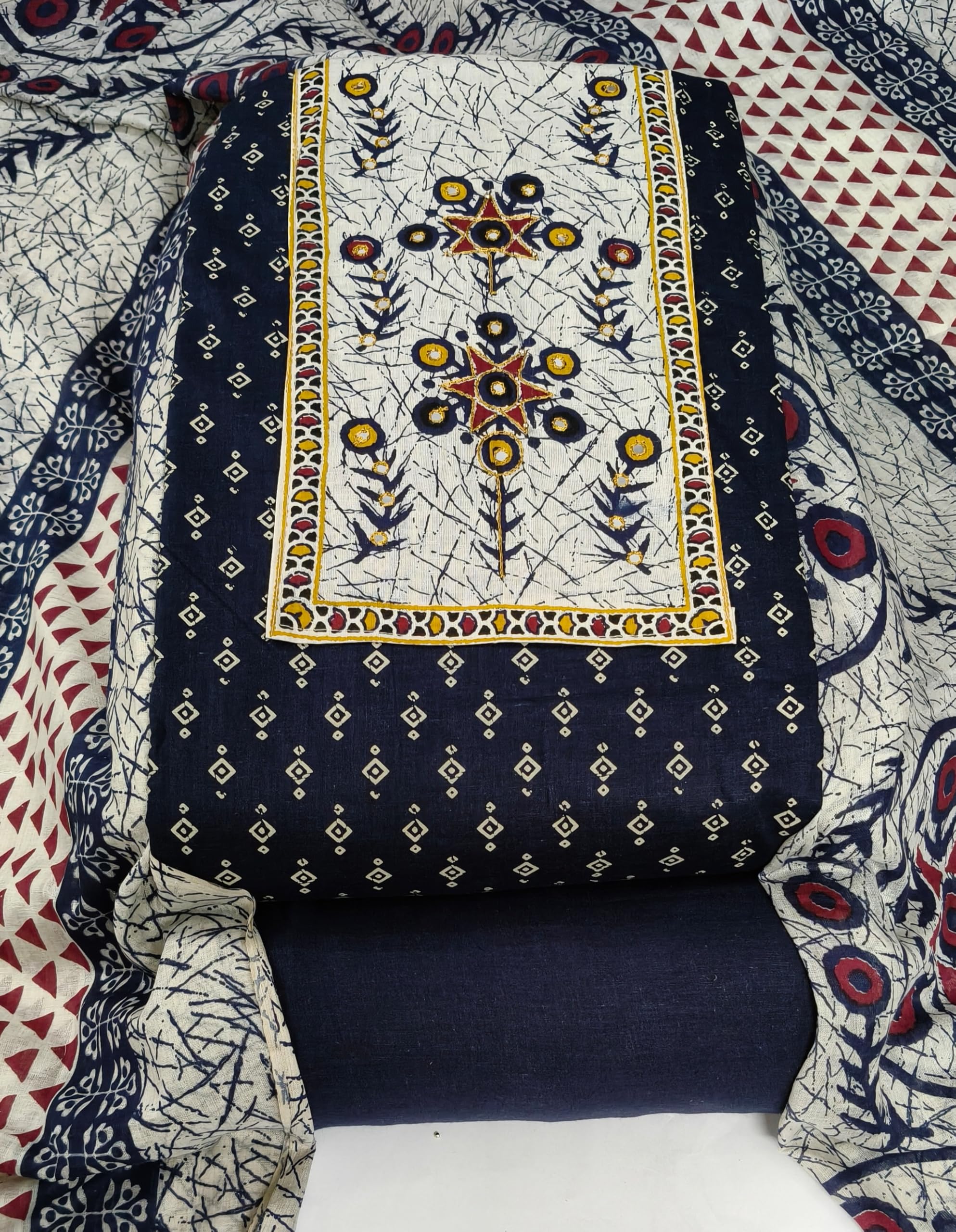 DRAVINAM Trends Women's Cambric Cotton Dress Material | Unstitch Printed Suit Set with Cotton Dupatta