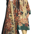 DRAVINAM Trends Women's Pakistani Embroidered Printed Unstitched Pure Cotton Salwar Suit Dress Materials with Printed Cotton Dupatta (Cream)