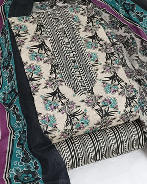 DRAVINAM Trends Women's Cambric Cotton Dress Material | Unstitch Kalamkari Printed Suit Set with Cotton Dupatta