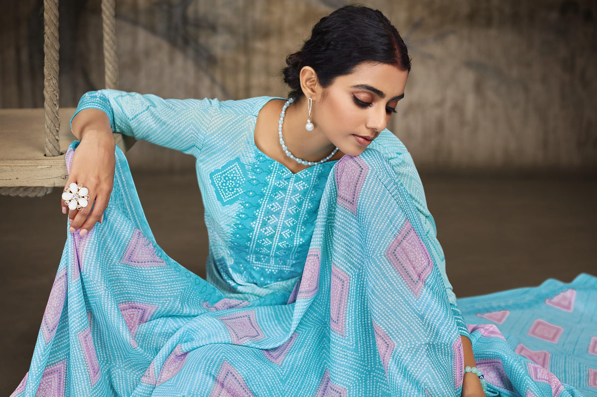 Unstitched Print Cotton Salwar Suit Dress Materials with Dupatta