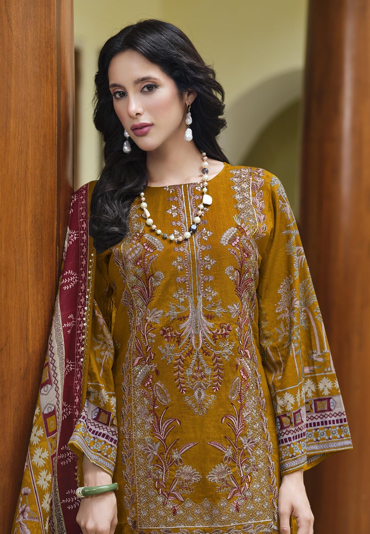 DRAVINAM Trends Women's Unstitched Cotton Salwar Suit Dress Material - Pure Cotton Heavy Embroidered Kameez II Unstitch Bottoms II Mal Mal Dupatta