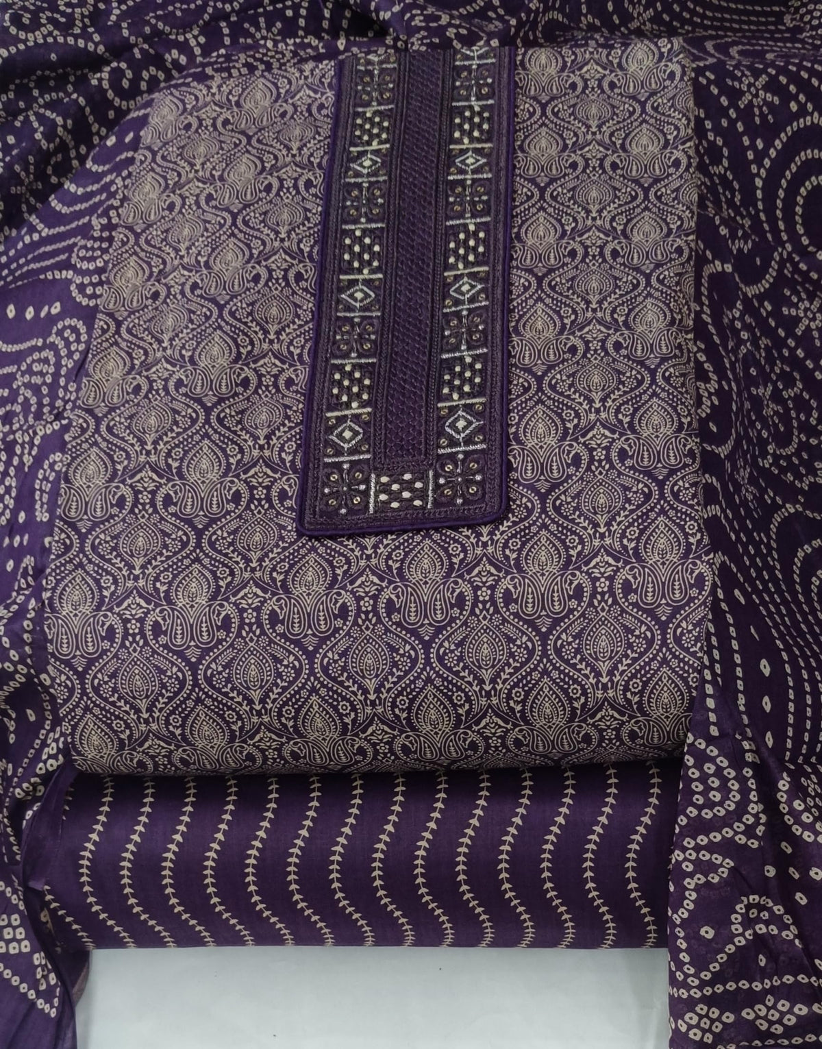 DRAVINAM Trends Women's Printed Embroidered and Hand Work Premium Cotton Jaipuri Unstitched Salwar Suit Dress Material with Mulmul Cotton Dupatta