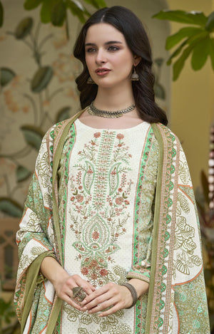 DRAVINAM Trends Kurti 2.50 mtrs, Pure Cotton Salwar (3 mtrs apx), Pure Cotton Mal Mal Print (2.30|Light Brown 1