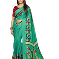 DRAVINAM Trends Women's Khadi Linen Saree With Un-stitched Blouse (SareePe_1_Green & Red)