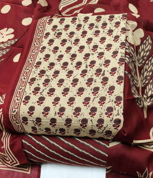 DRAVINAM Trends Jaipuri Print Cambric Cotton Unstitched Salwar Suit Dress Material for Women with Mulmul Cotton Dupatta