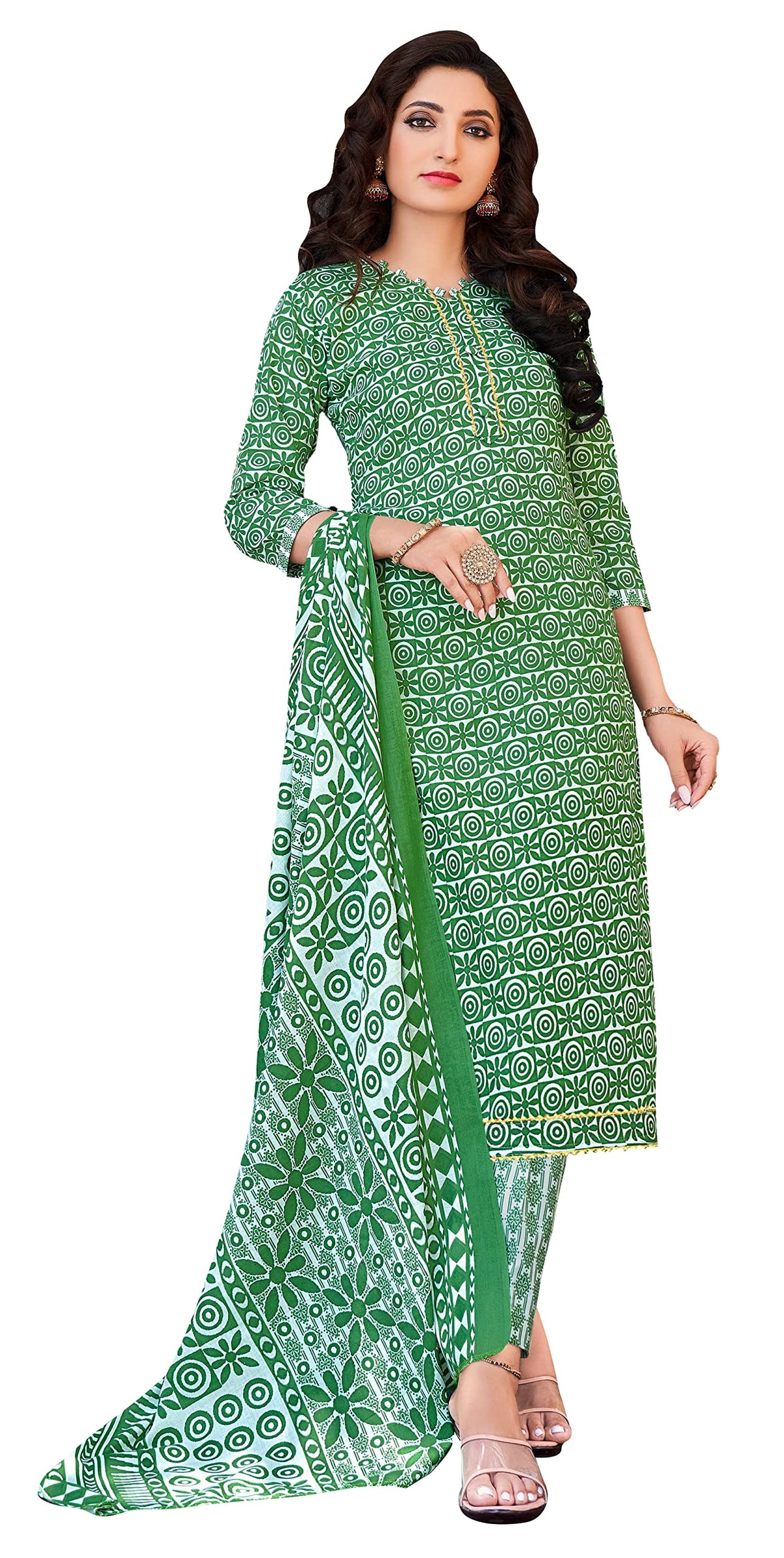 DRAVINAM Trends Women's Pure Cotton Batik Printed Unstitiched Salwar Suit Dress Material with Cotton Printed Dupatta (Pink)