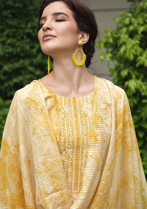 DRAVINAM Trends Unstitched Printed Embroidered Lace Work Cotton Salwar Suits Dress Material with Cotton Dupatta